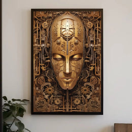 Mechanical Face Art: Futuristic Sci-Fi Poster PosterGoat