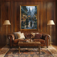 Medieval Fantasy Winter Market Scene Cultural Poster PosterGoat