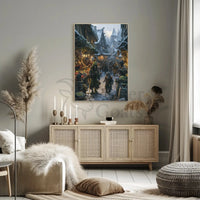 Medieval Fantasy Winter Market Scene Cultural Poster PosterGoat