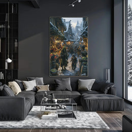 Medieval Fantasy Winter Market Scene Cultural Poster PosterGoat