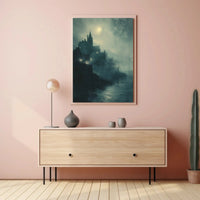 Medieval Gothic Castle Near Water Artistic Poster PosterGoat