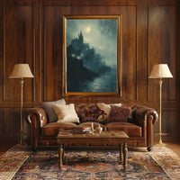 Medieval Gothic Castle Near Water Artistic Poster PosterGoat