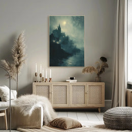 Medieval Gothic Castle Near Water Artistic Poster PosterGoat