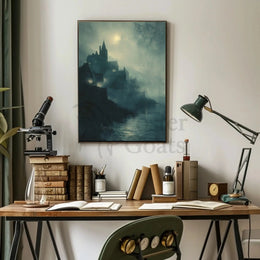 Medieval Gothic Castle Near Water Artistic Poster PosterGoat