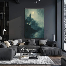 Medieval Gothic Castle Near Water Artistic Poster PosterGoat