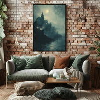 Medieval Gothic Castle Near Water Artistic Poster PosterGoat
