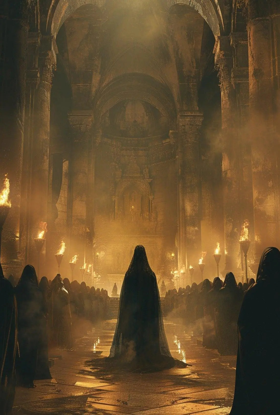 Medieval Gothic Cathedral Fantasy Ceremonial Gathering Art Poster PosterGoat