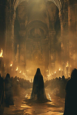 Medieval Gothic Cathedral Fantasy Ceremonial Gathering Art Poster PosterGoat