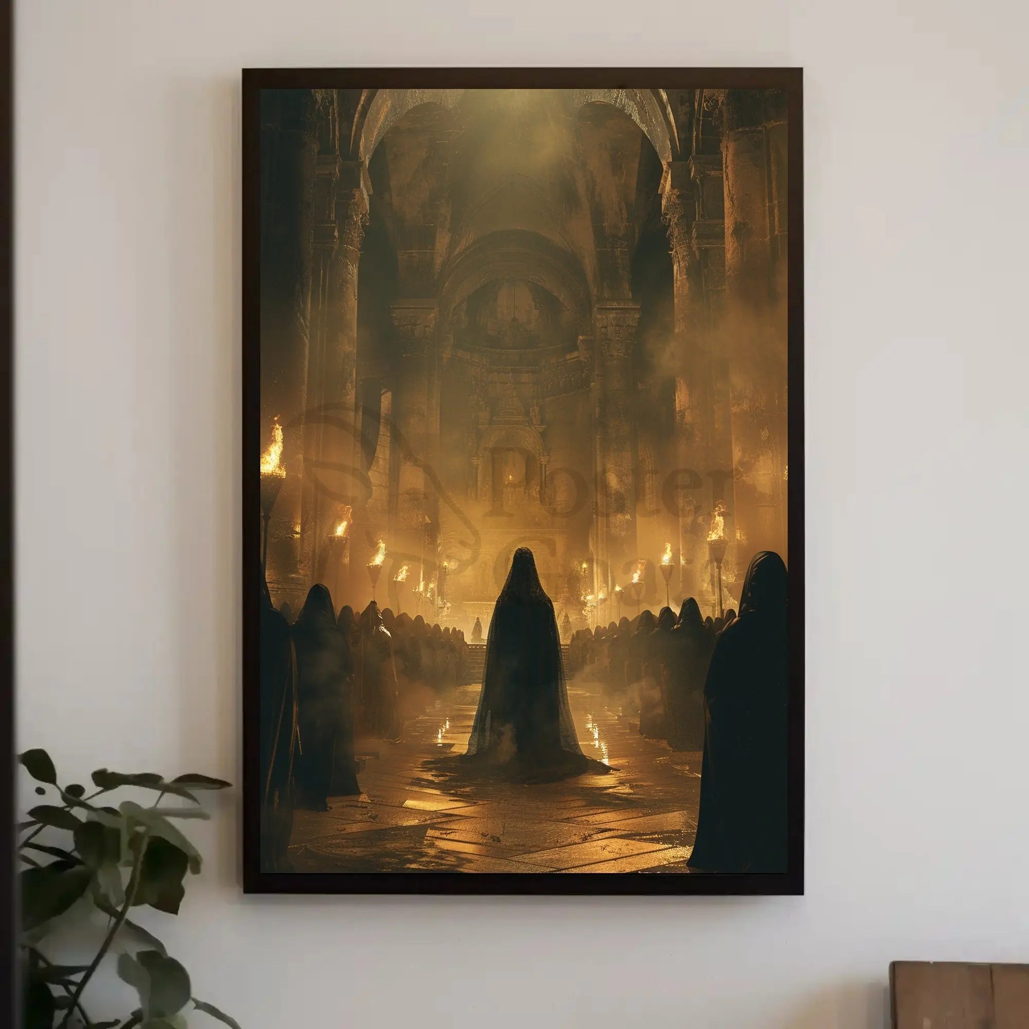 Medieval Gothic Cathedral Fantasy Ceremonial Gathering Art Poster PosterGoat