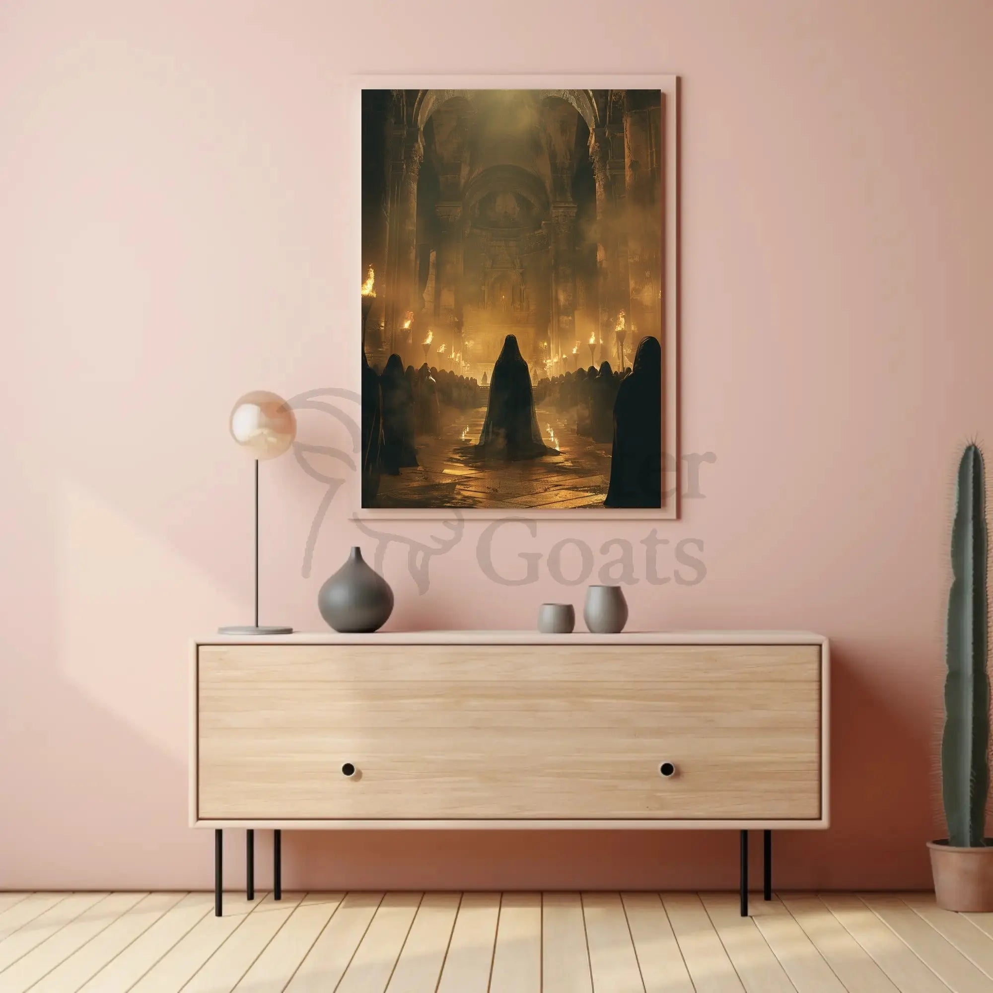 Medieval Gothic Cathedral Fantasy Ceremonial Gathering Art Poster PosterGoat