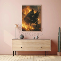 Medieval Hero in Fiery Battle Fantasy Poster PosterGoat