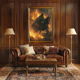 Medieval Hero in Fiery Battle Fantasy Poster PosterGoat