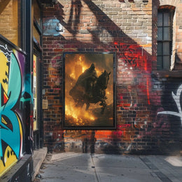 Medieval Hero in Fiery Battle Fantasy Poster PosterGoat