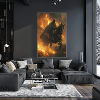 Medieval Hero in Fiery Battle Fantasy Poster PosterGoat