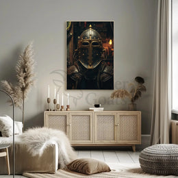 Medieval Knight Helmet Design Historical Poster PosterGoat