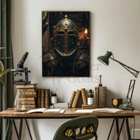 Medieval Knight Helmet Design Historical Poster PosterGoat