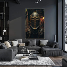 Medieval Knight Helmet Design Historical Poster PosterGoat