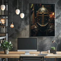 Medieval Knight Helmet Design Historical Poster PosterGoat
