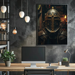 Medieval Knight Helmet Design Historical Poster PosterGoat