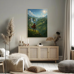 Medieval Knight Journeys in Fantasy Landscape Poster PosterGoat