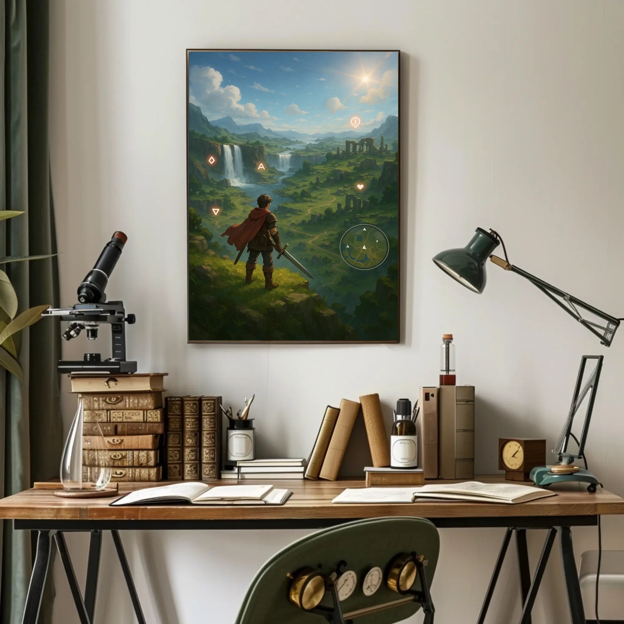 Medieval Knight Journeys in Fantasy Landscape Poster PosterGoat