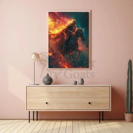 Medieval Knight in Flames: Dramatic Historical Fantasy Poster PosterGoat
