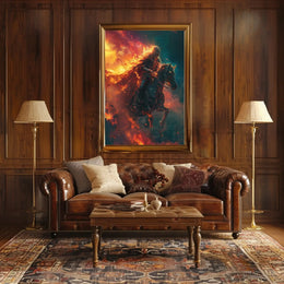 Medieval Knight in Flames: Dramatic Historical Fantasy Poster PosterGoat