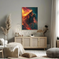 Medieval Knight in Flames: Dramatic Historical Fantasy Poster PosterGoat