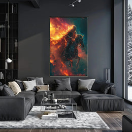 Medieval Knight in Flames: Dramatic Historical Fantasy Poster PosterGoat