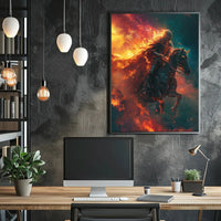 Medieval Knight in Flames: Dramatic Historical Fantasy Poster PosterGoat