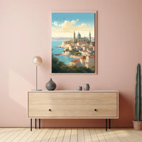 Mediterranean Cityscape Illustration for Travel Poster PosterGoat