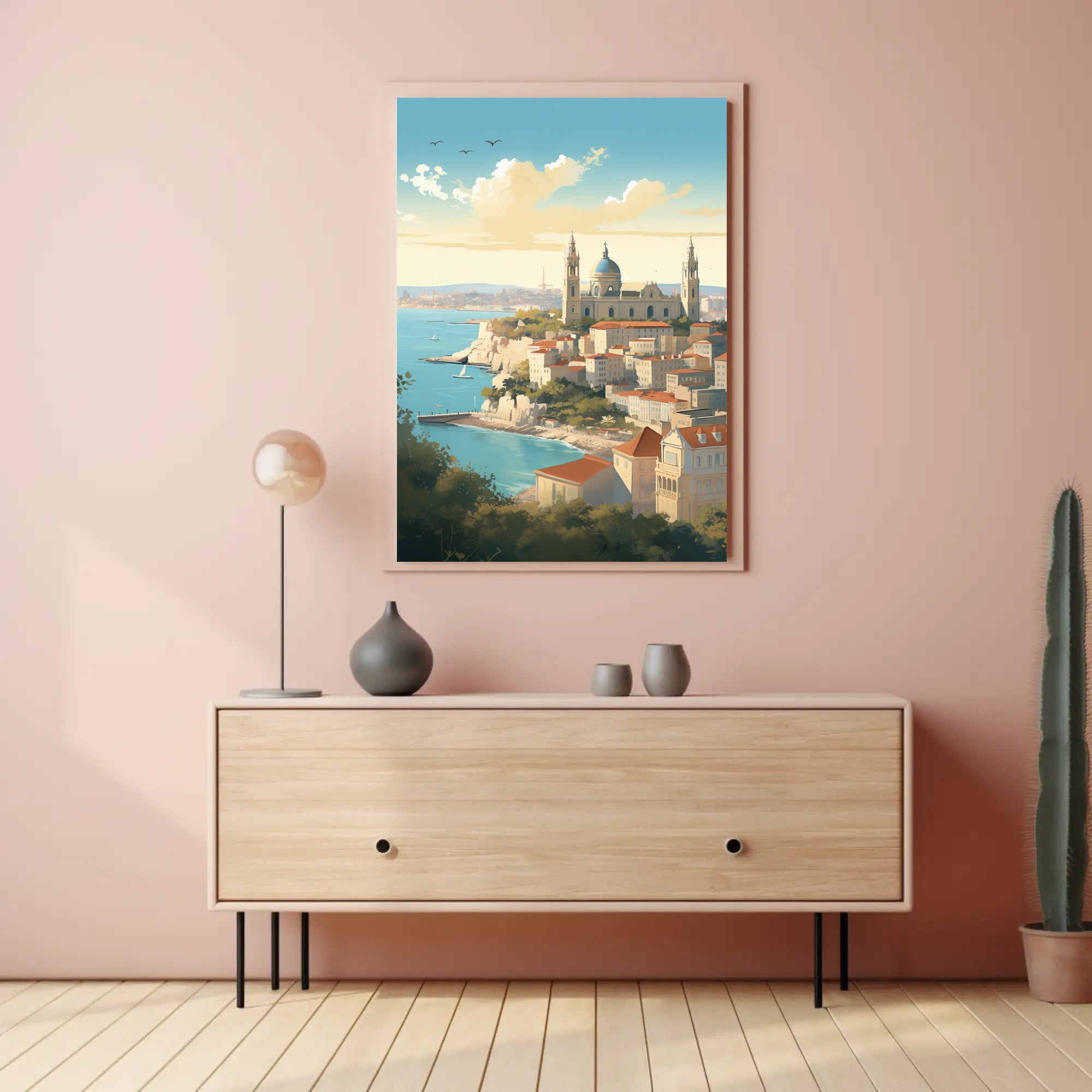 Mediterranean Cityscape Illustration for Travel Poster PosterGoat