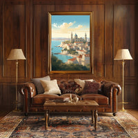 Mediterranean Cityscape Illustration for Travel Poster PosterGoat