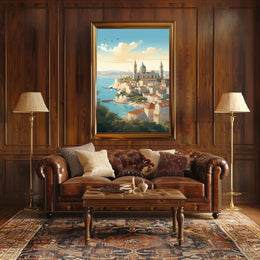 Mediterranean Cityscape Illustration for Travel Poster PosterGoat