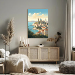 Mediterranean Cityscape Illustration for Travel Poster PosterGoat