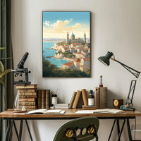 Mediterranean Cityscape Illustration for Travel Poster PosterGoat