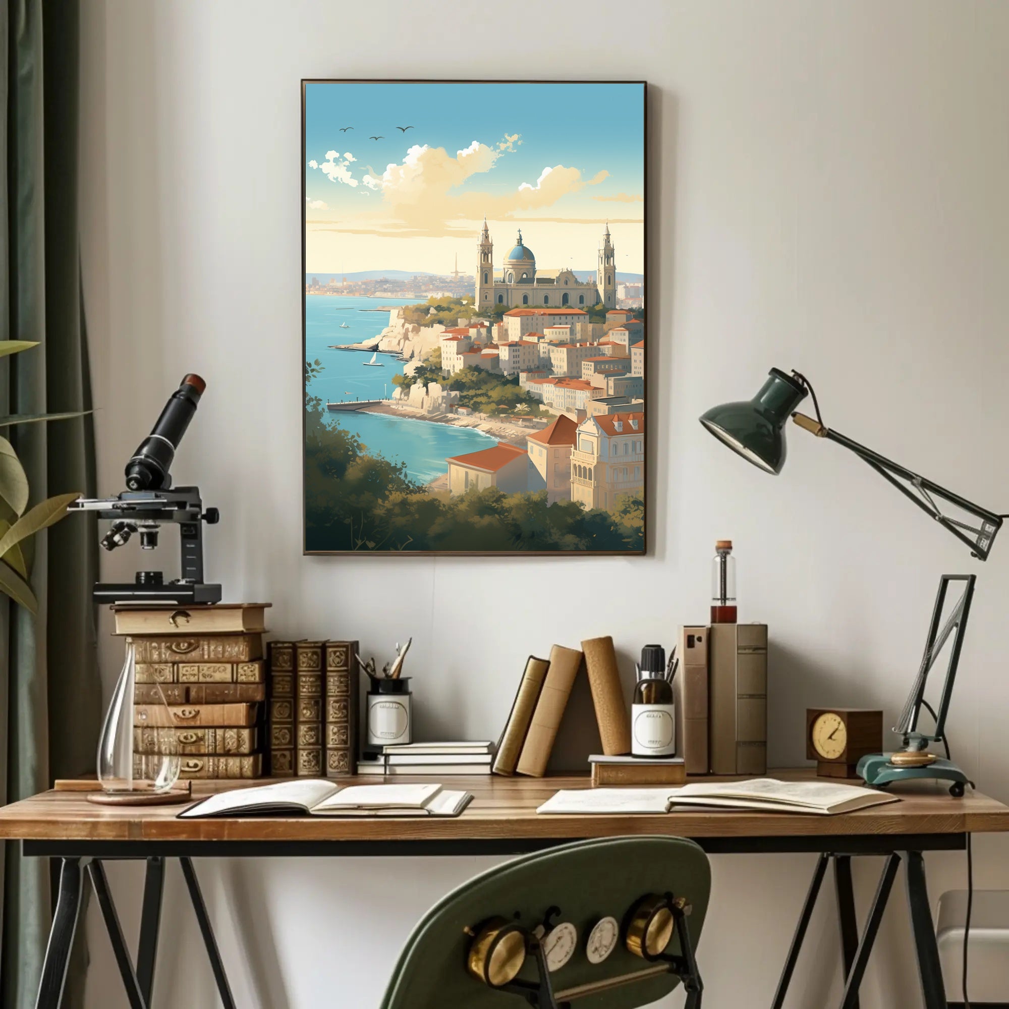 Mediterranean Cityscape Illustration for Travel Poster PosterGoat