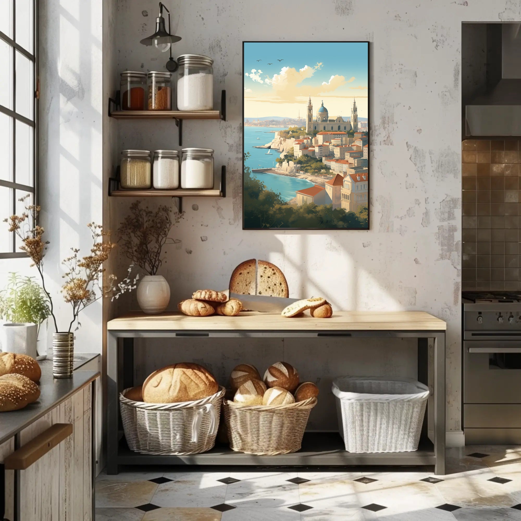 Mediterranean Cityscape Illustration for Travel Poster PosterGoat