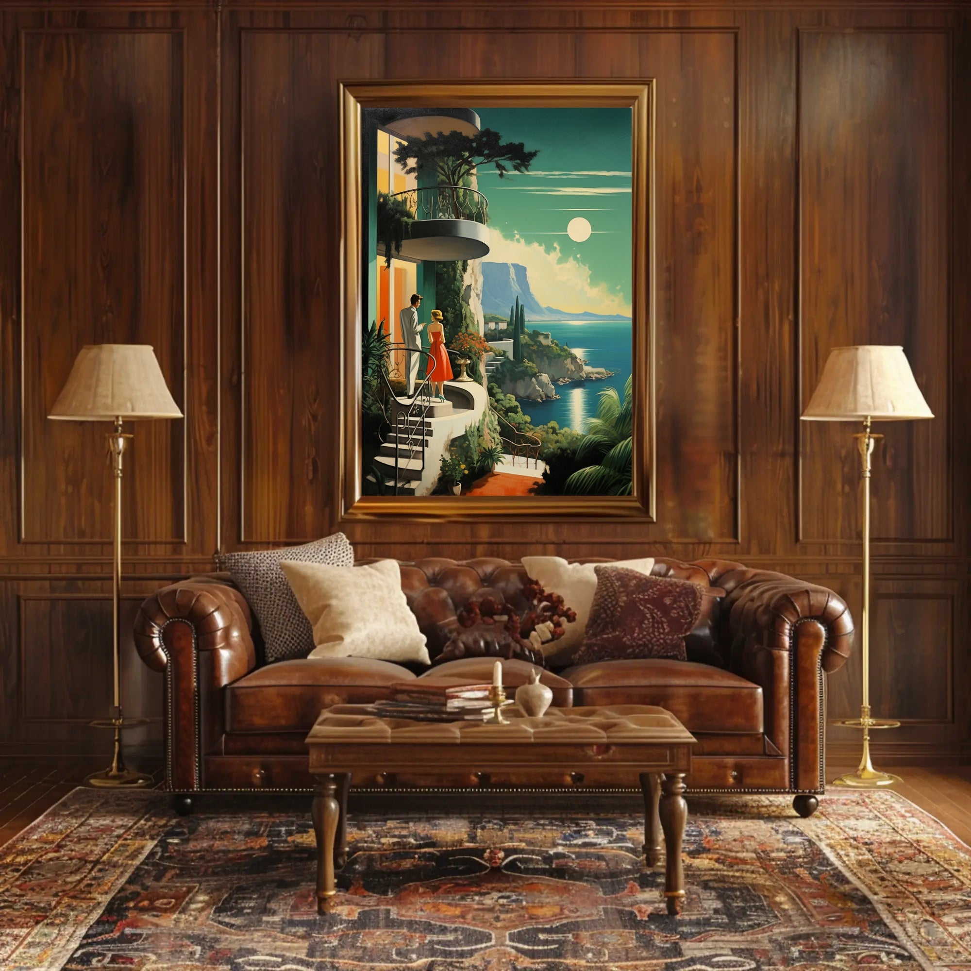 Mediterranean Coastal Elegance: Vintage Travel Poster PosterGoat