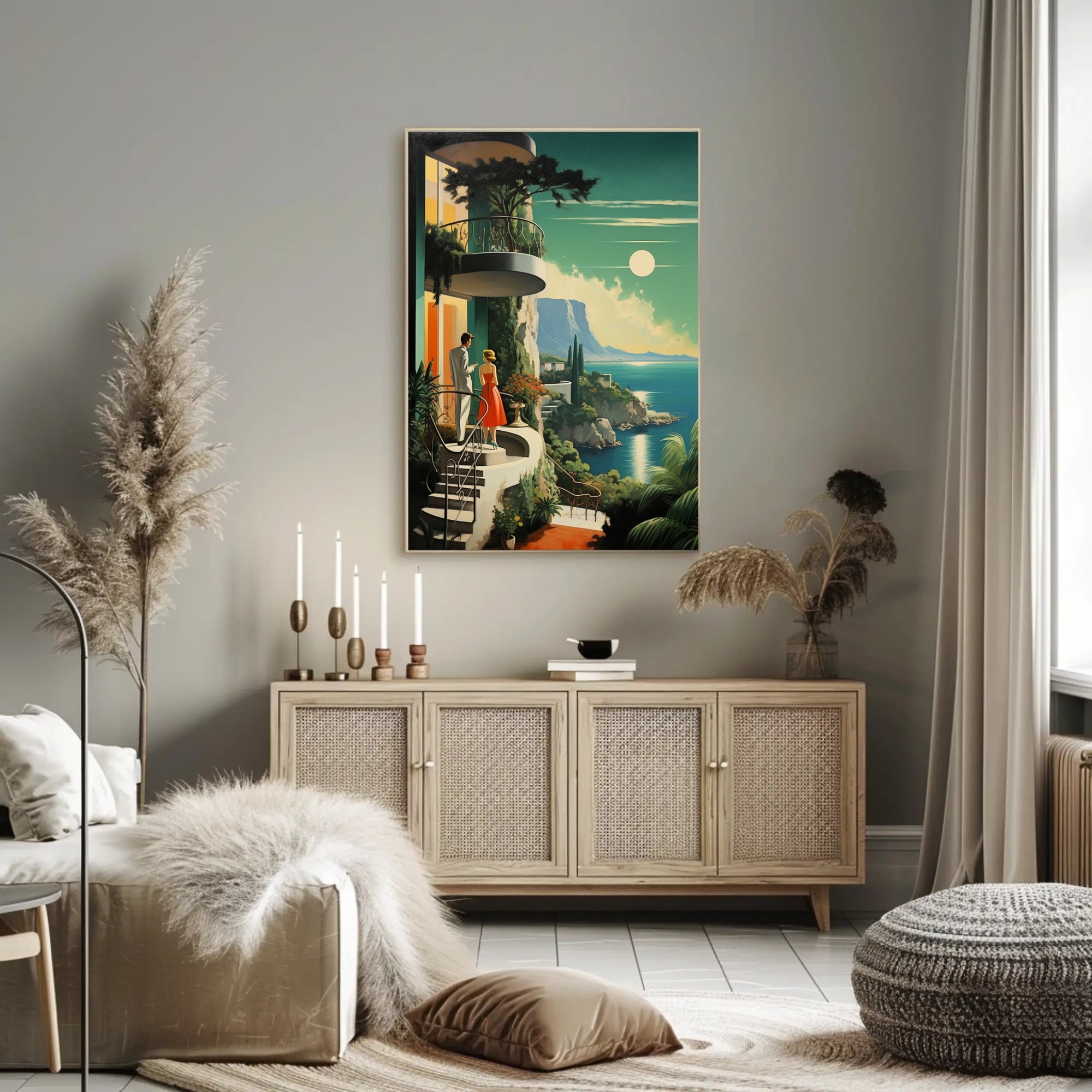 Mediterranean Coastal Elegance: Vintage Travel Poster PosterGoat