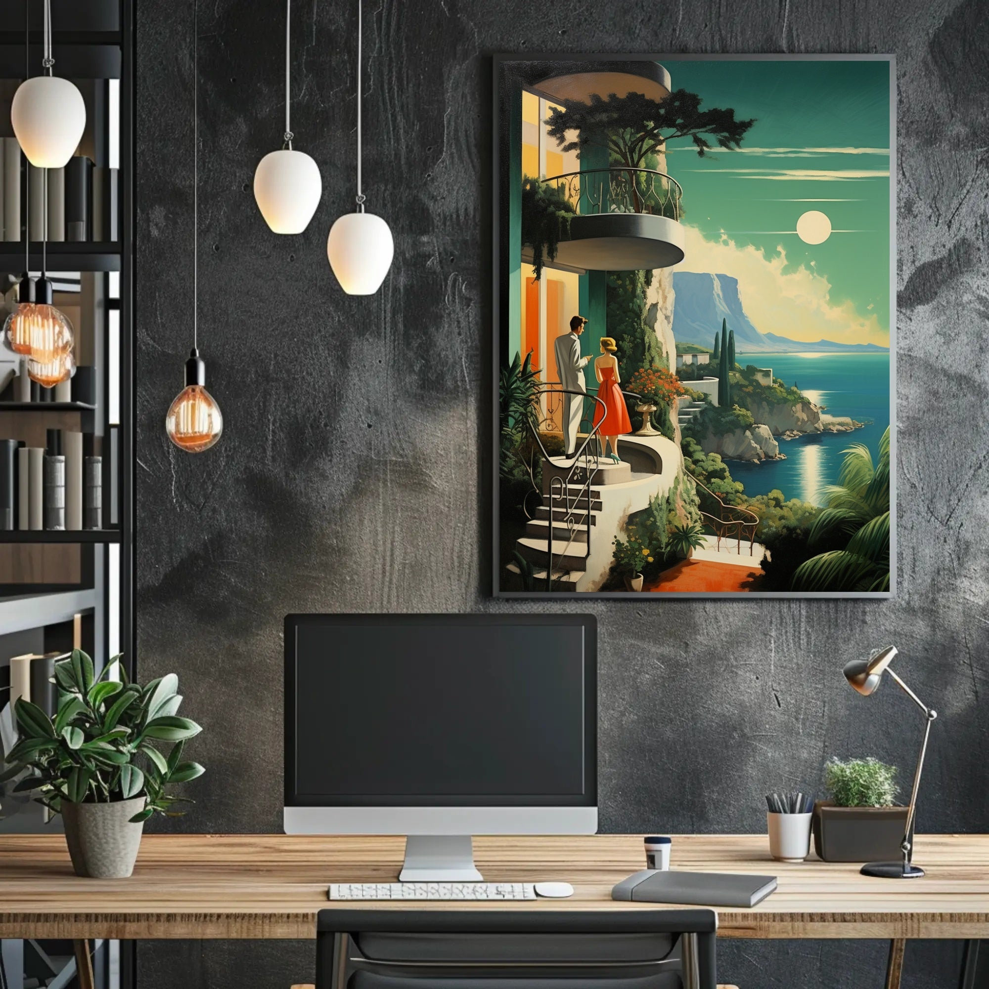 Mediterranean Coastal Elegance: Vintage Travel Poster PosterGoat