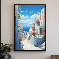 Mediterranean Coastal Retreat Artistic Travel Poster PosterGoat