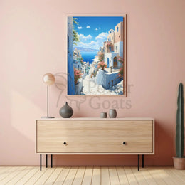 Mediterranean Coastal Retreat Artistic Travel Poster PosterGoat