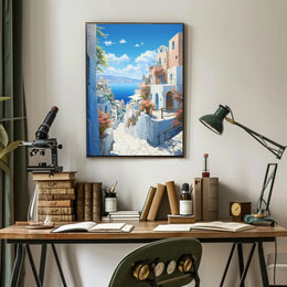 Mediterranean Coastal Retreat Artistic Travel Poster PosterGoat