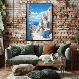 Mediterranean Coastal Retreat Artistic Travel Poster PosterGoat