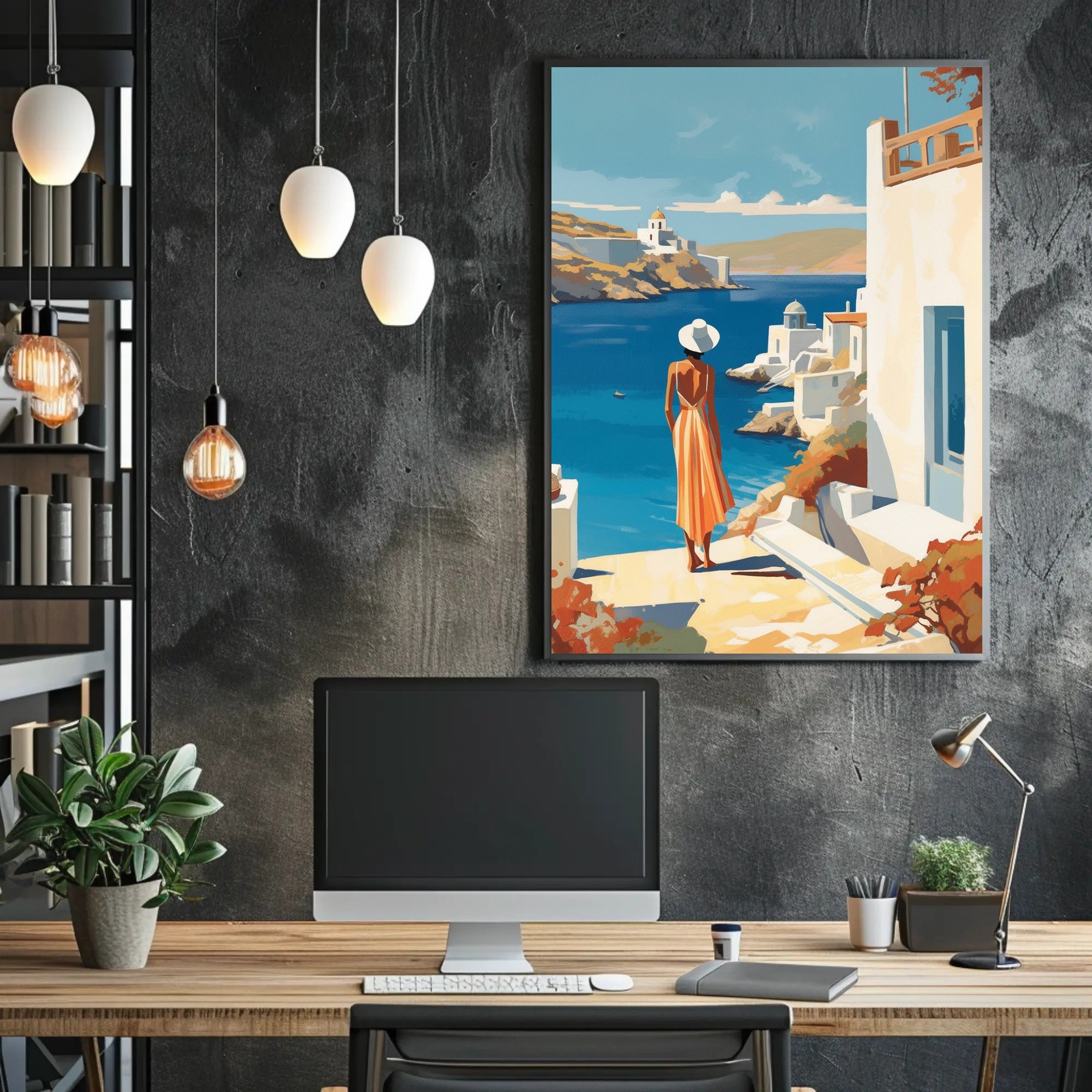 Mediterranean Coastal Scene Travel Poster PosterGoat