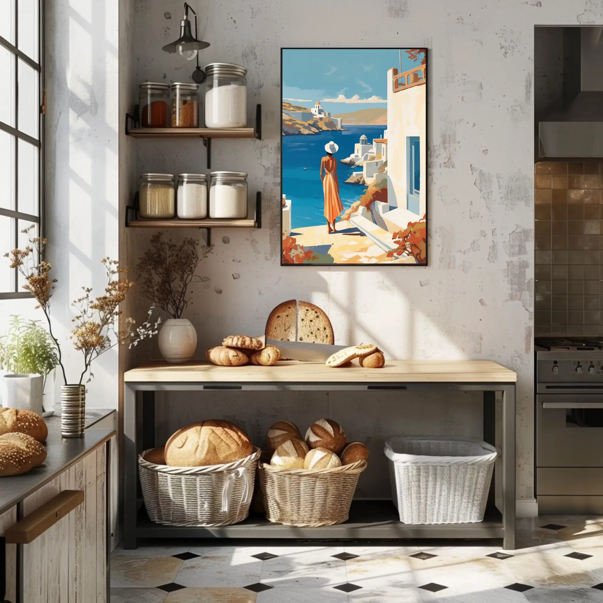 Mediterranean Coastal Scene Travel Poster PosterGoat