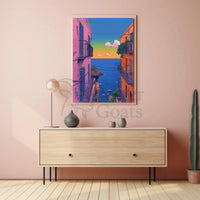 Mediterranean Coastal Town Pop Culture Travel Poster PosterGoat
