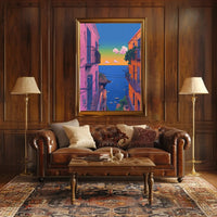 Mediterranean Coastal Town Pop Culture Travel Poster PosterGoat