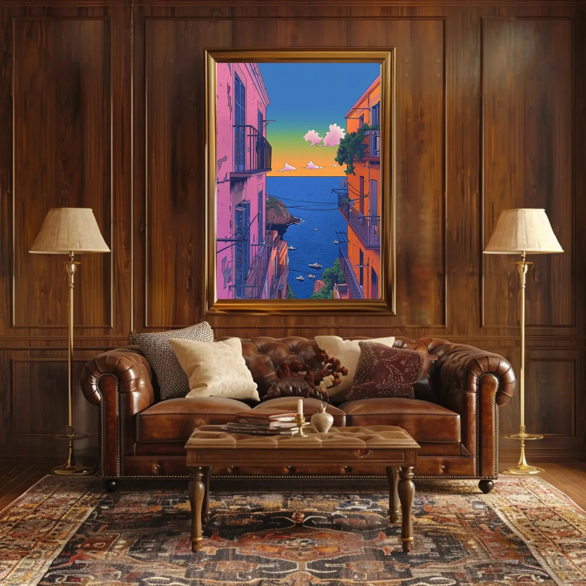 Mediterranean Coastal Town Pop Culture Travel Poster PosterGoat